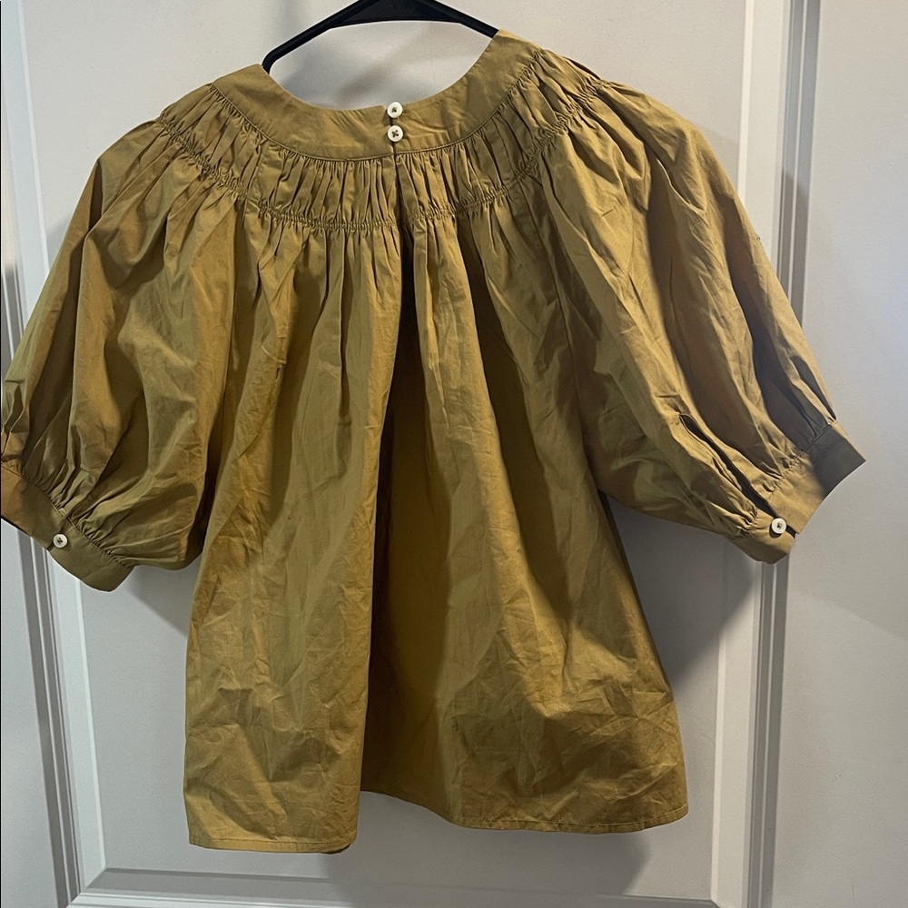 J. Crew Mustard Blouse 💯Cotton - Picture 4 of 6